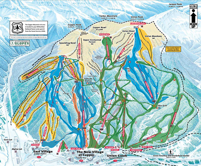 Copper Mountain Piste Map Trails And Marked Ski Runs Sno