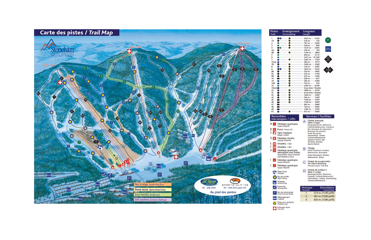 Stoneham Piste Map trails & marked ski runs SNO