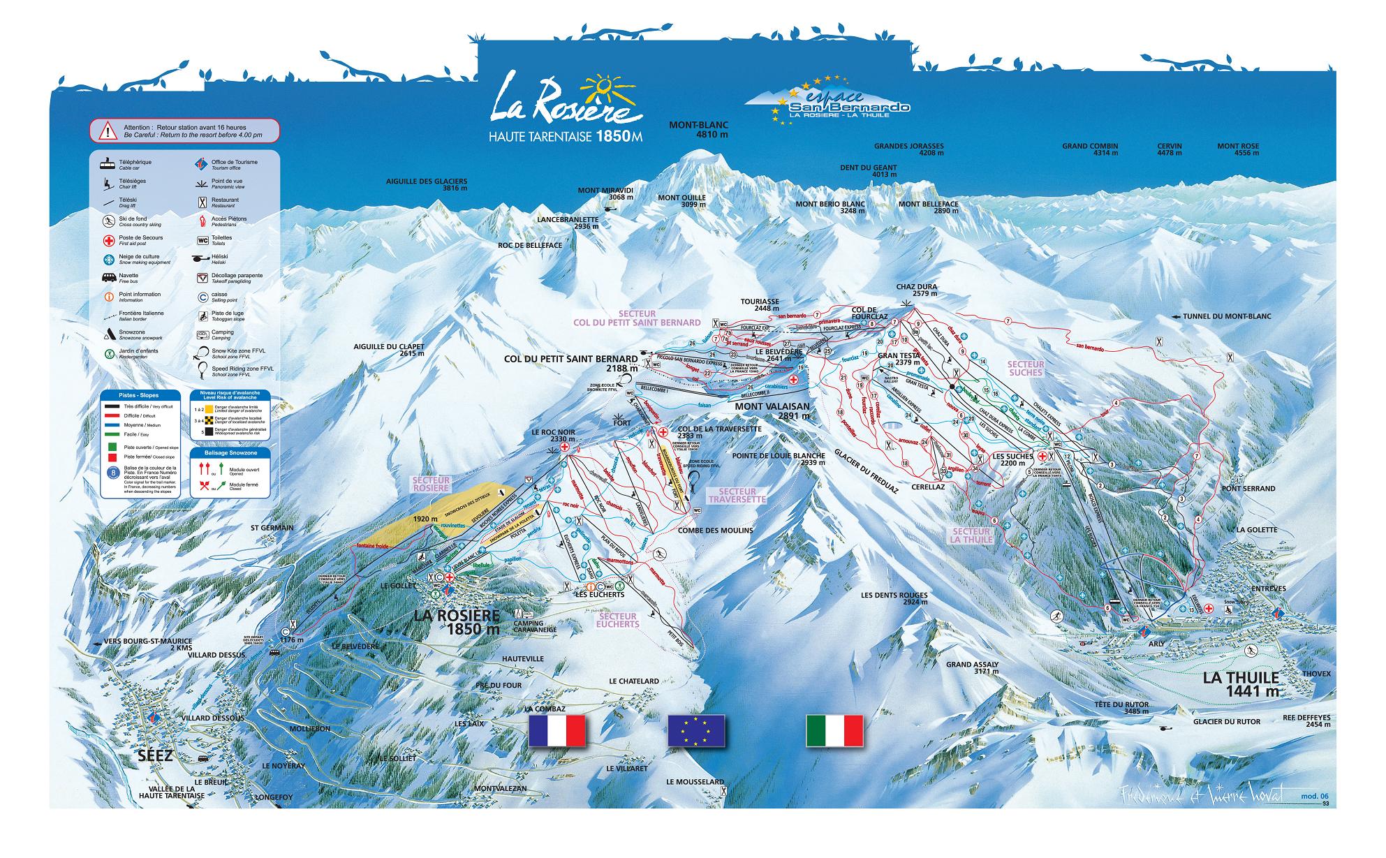 La Rosiere piste map
