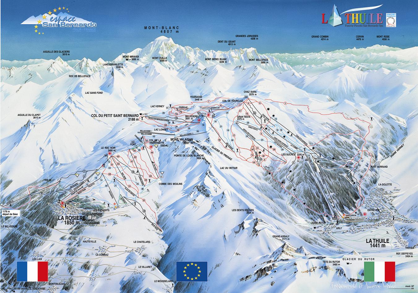 La Thuile piste map