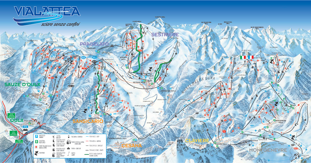 Pragelato Via Lattea piste map
