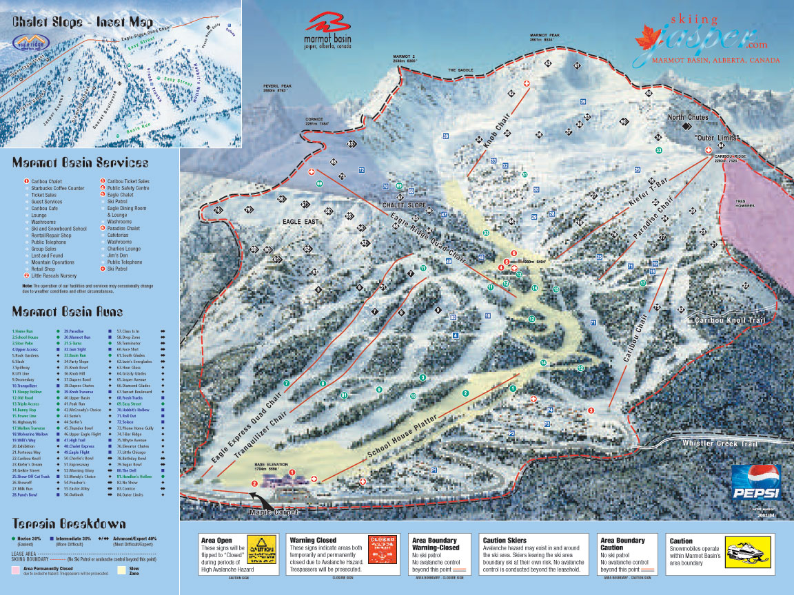 Jasper piste map