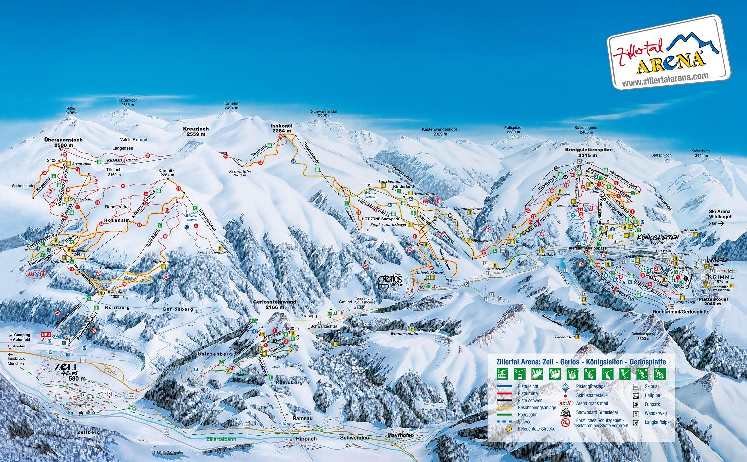 Gerlos piste map
