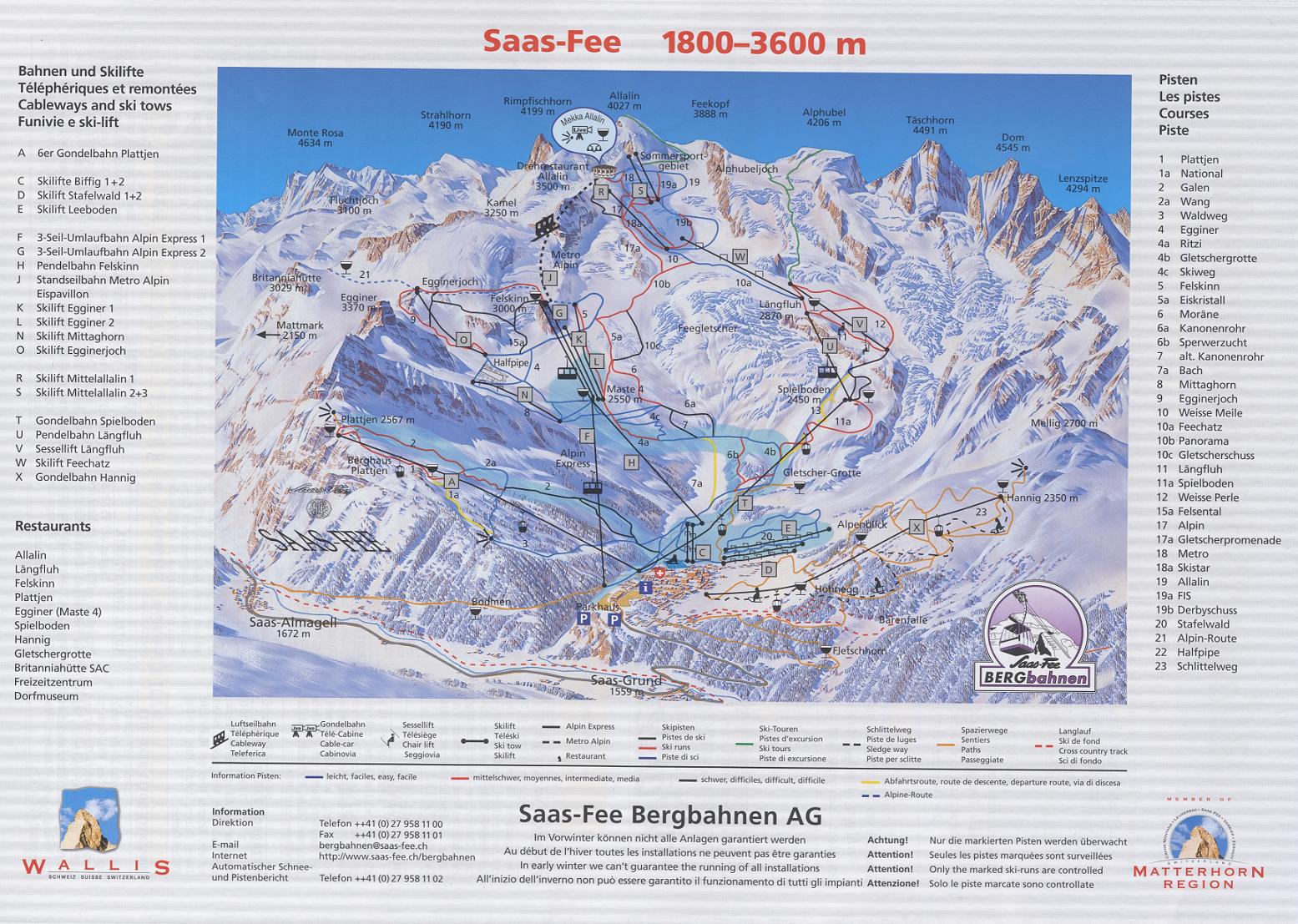 Saas Fee piste map