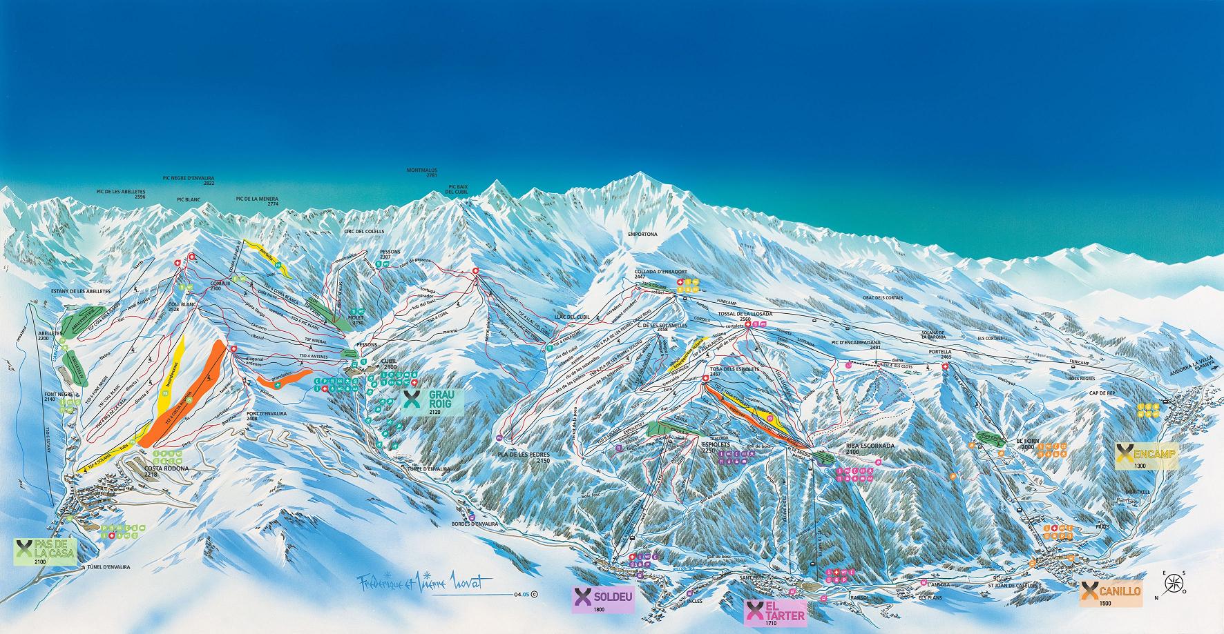 Soldeu and El Tarter piste map