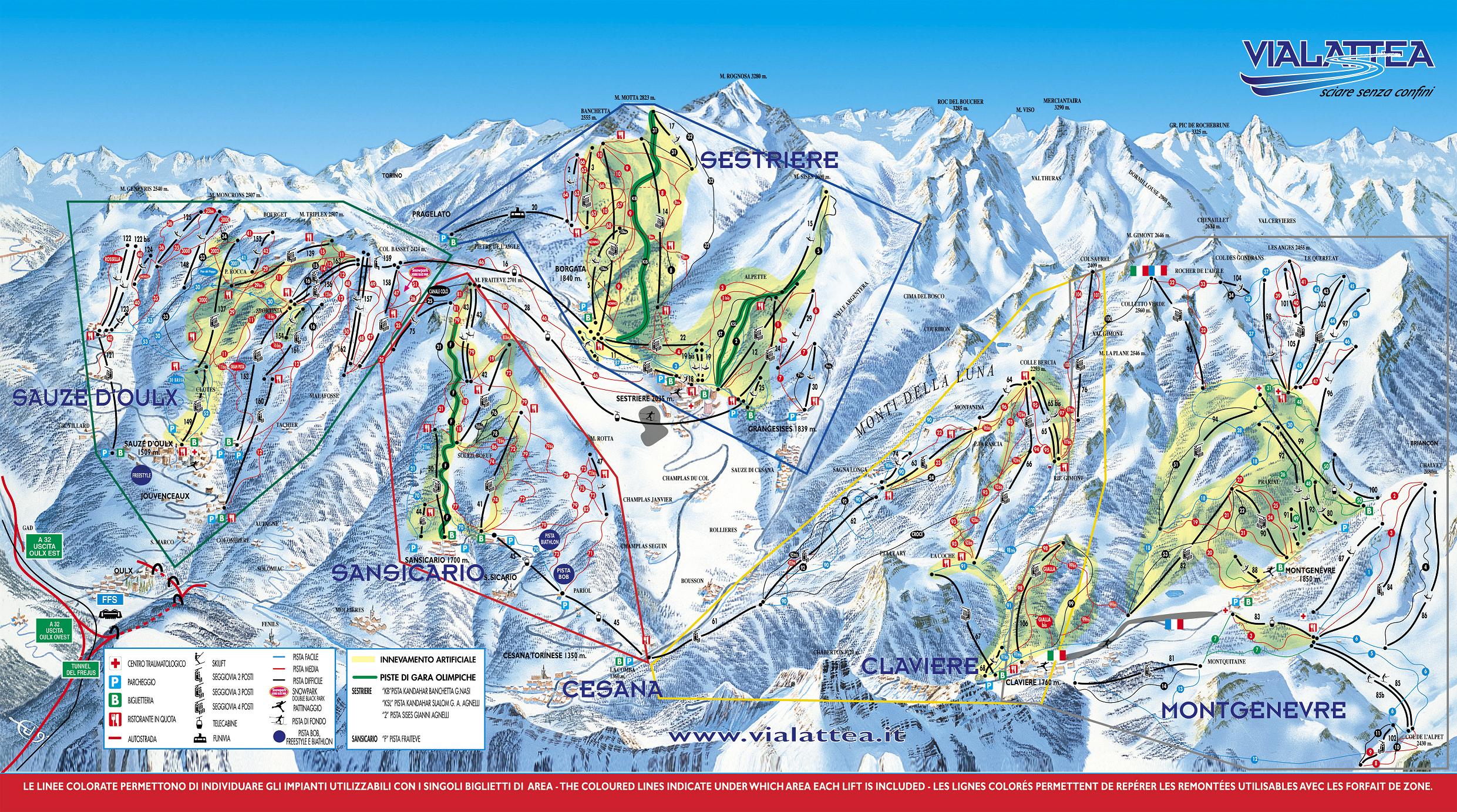 Claviere piste map