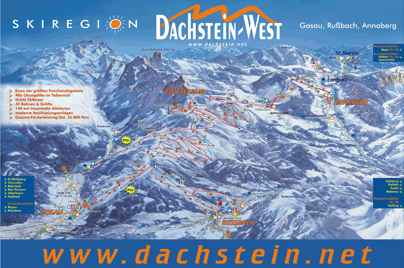 Dachstein West piste map