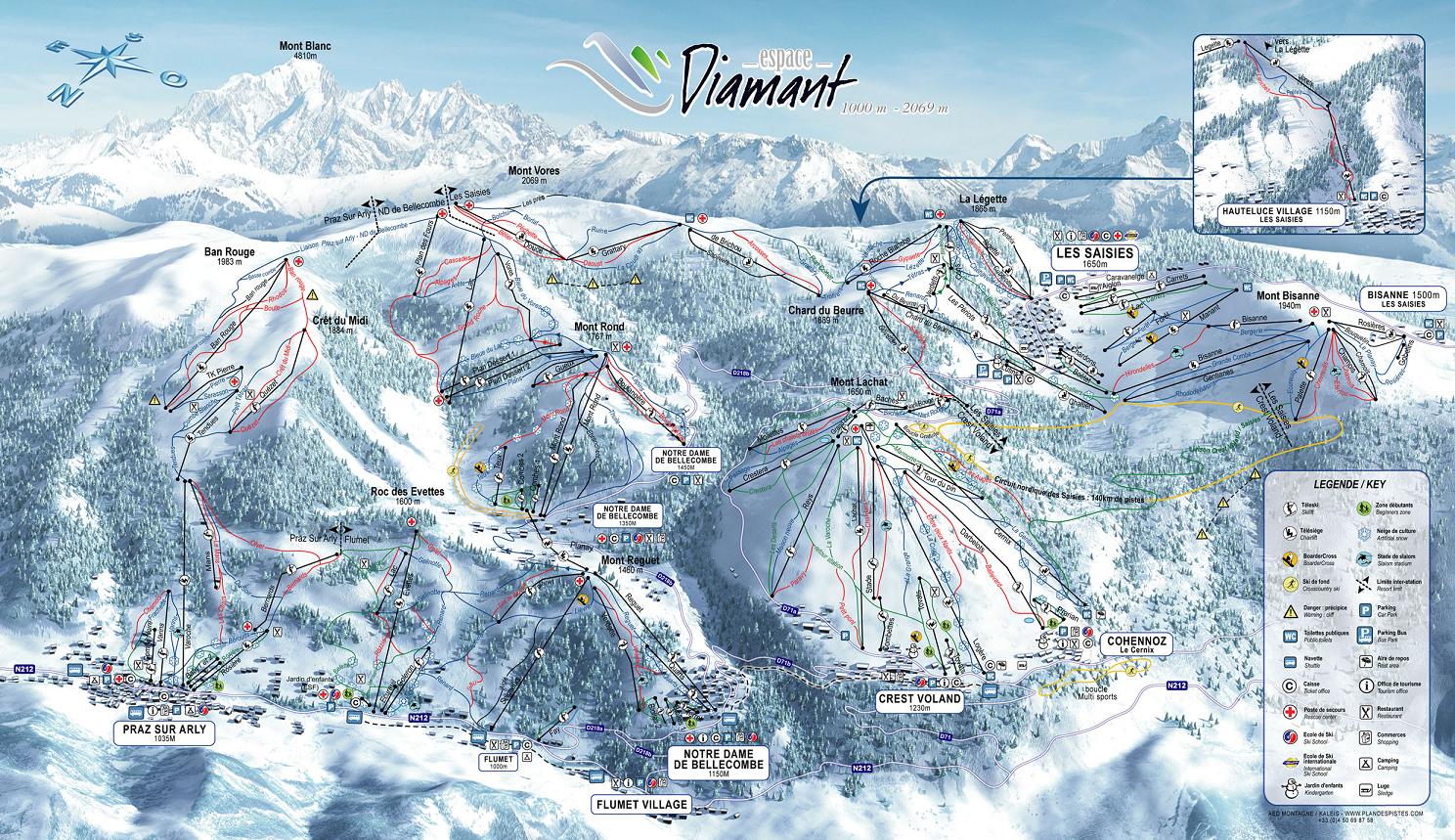 Les Saisies Hauteluce piste map