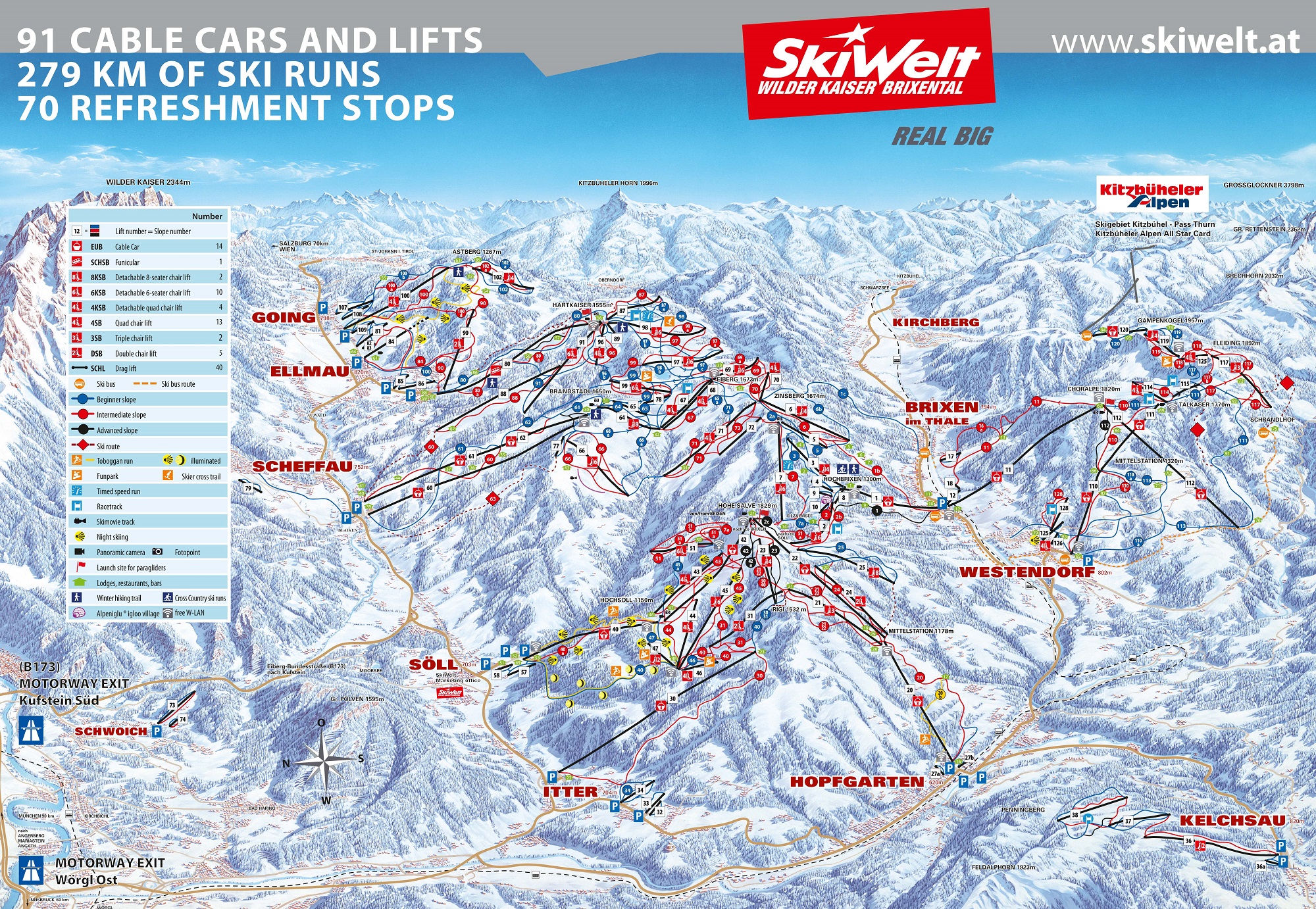 Scheffau piste map