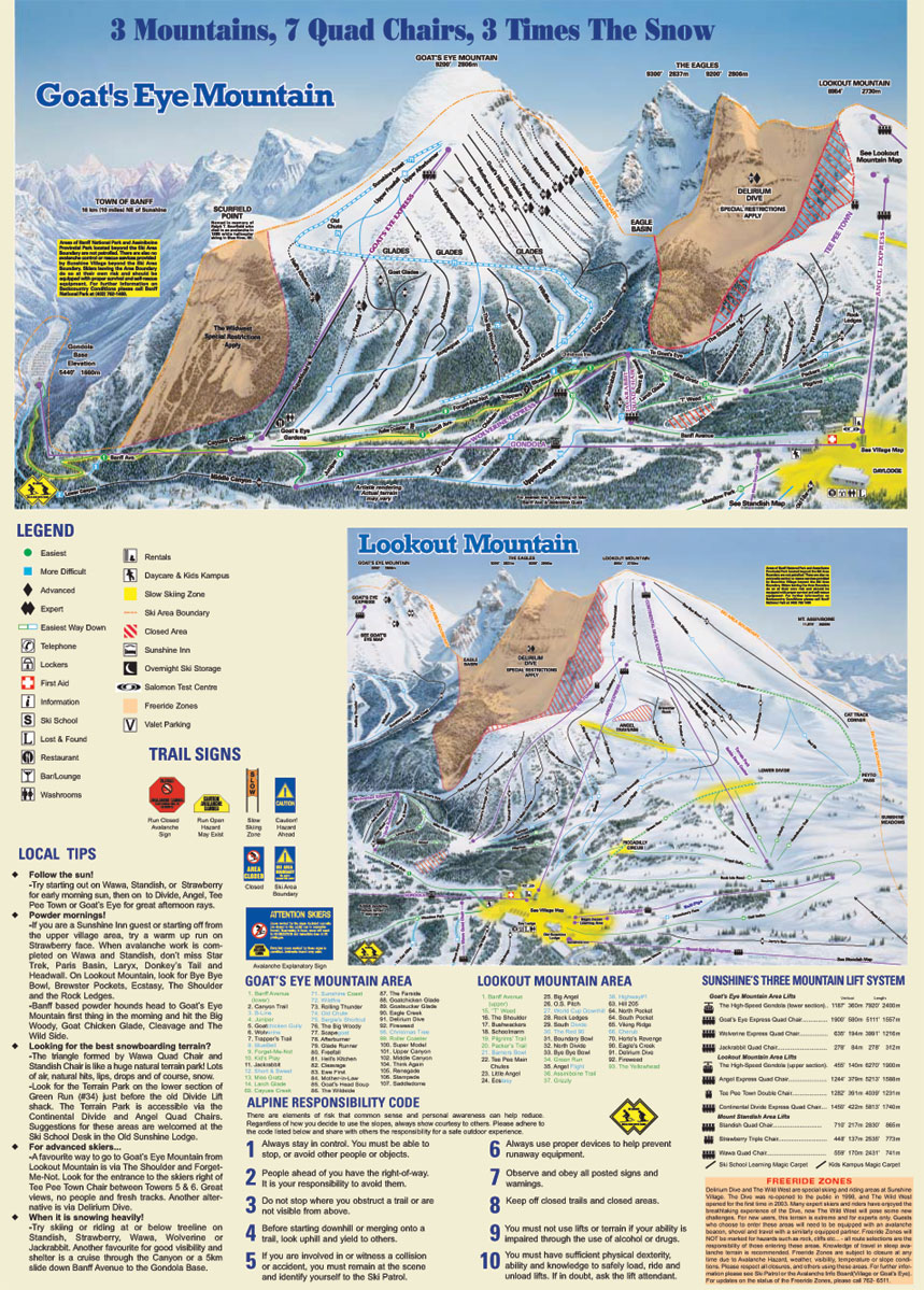 Sunshine Village piste map