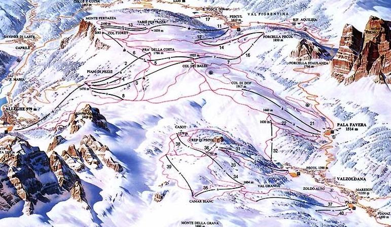 Alleghe piste map