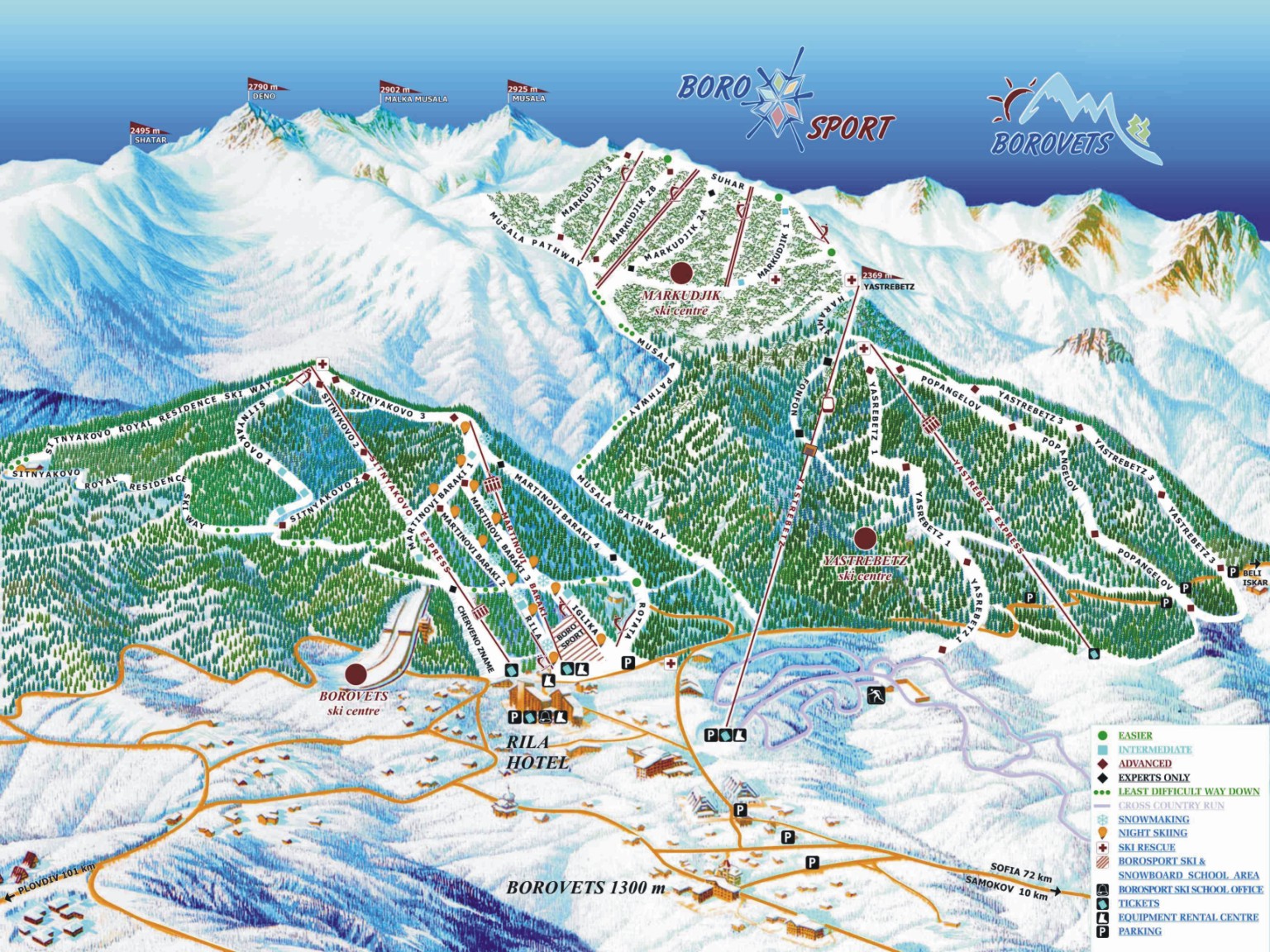 Borovets piste map