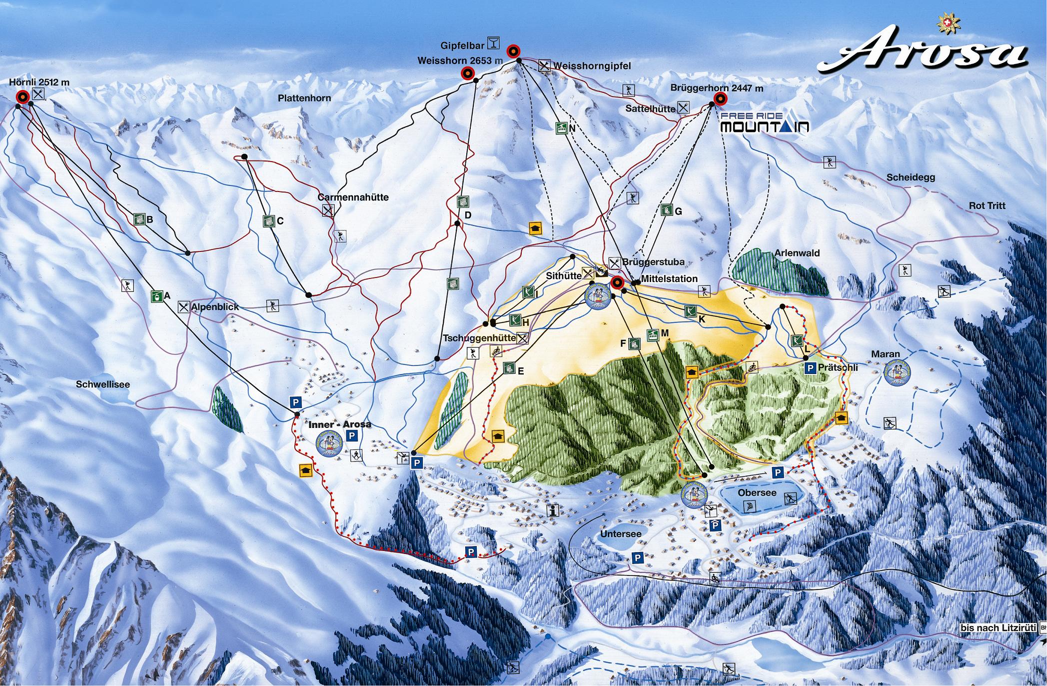 Arosa Piste Map | trails & marked ski runs | SNO
