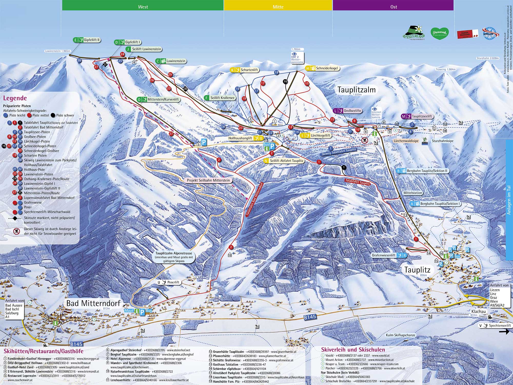 Bad Mitterndorf Piste Map | trails & marked ski runs | SNO