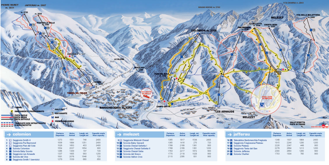 Bardonecchia Piste Map Trails Marked Ski Runs SNO Bardonecchia Piste Map Trails Marked Ski Runs SNO