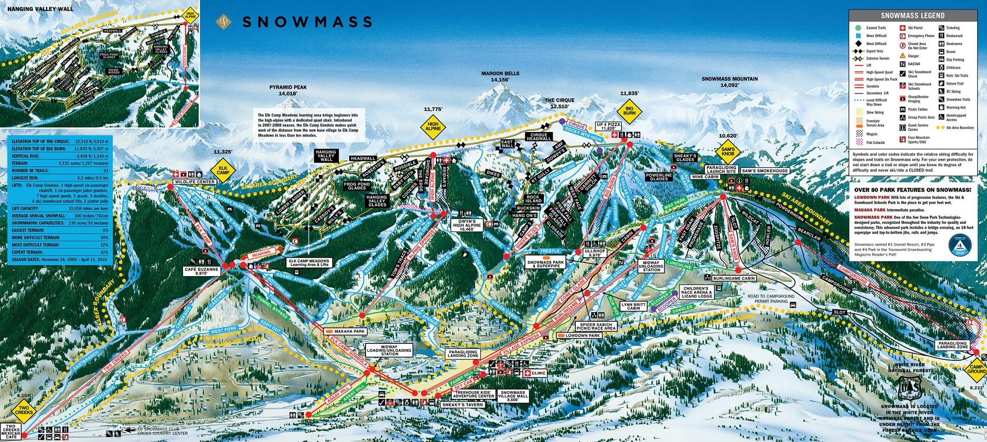 Aspen Piste Map | trails & marked ski runs | SNO