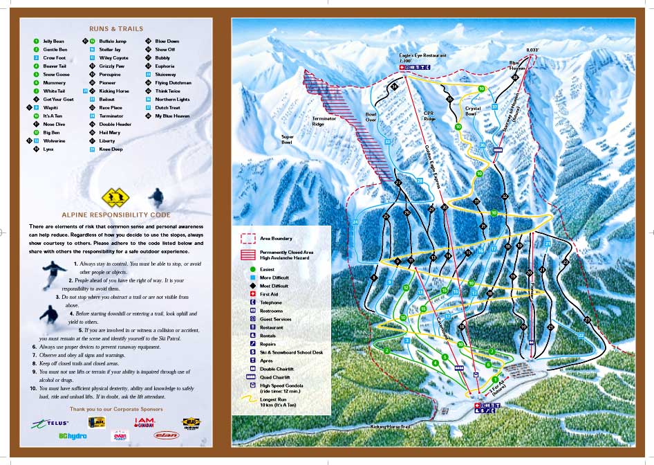 Kicking Horse piste map