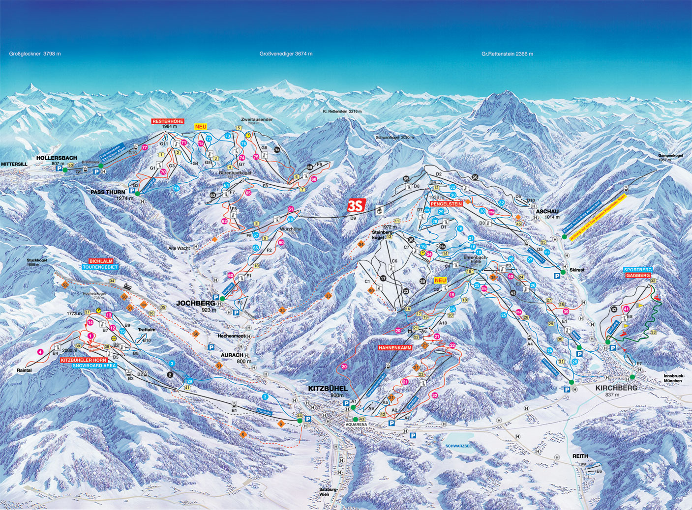 Kitzbuhel Piste Map | trails & marked ski runs | SNO