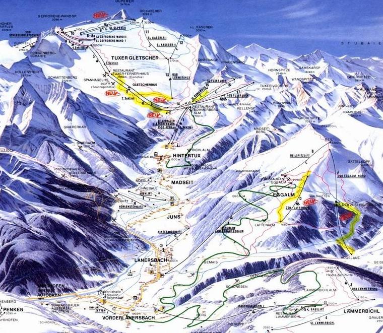 Lanersbach Piste Map | trails & marked ski runs | SNO