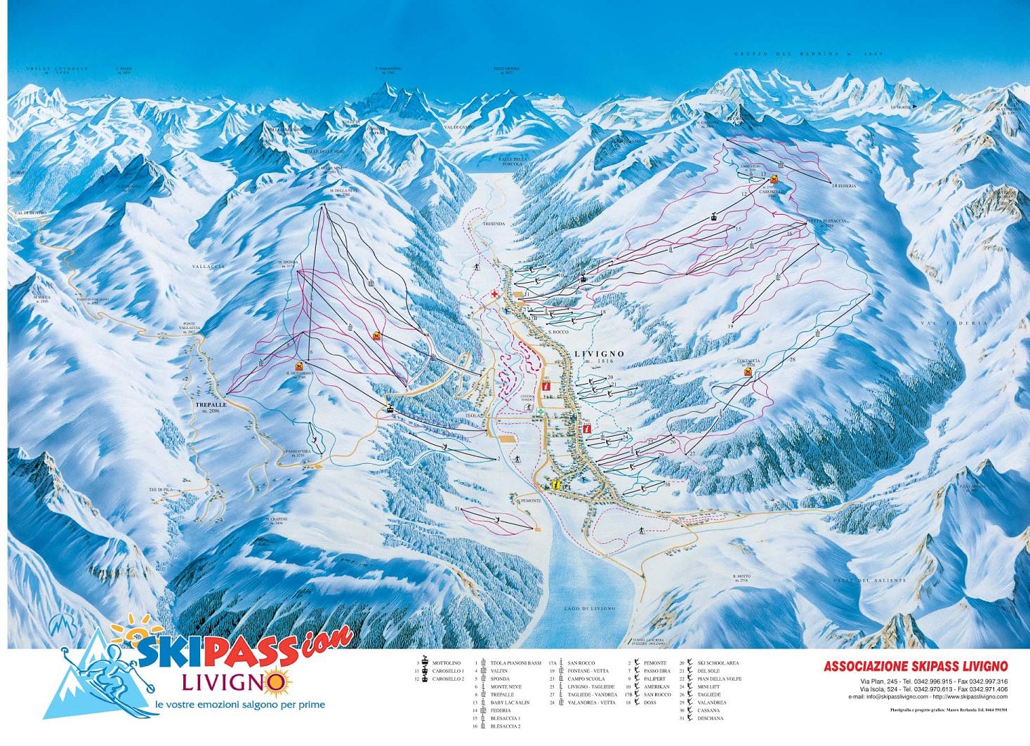 Livigno Piste Map Trails And Marked Ski Runs Sno