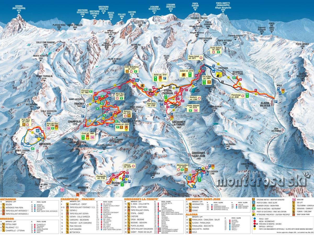 Monte Rosa Piste Map | trails & marked ski runs | SNO