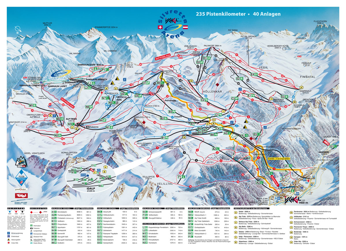 Samnaun Piste Map | trails & marked ski runs | SNO