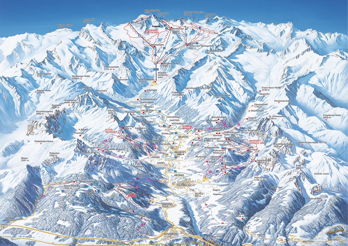 Stubai glacier Piste Map | trails & marked ski runs | SNO