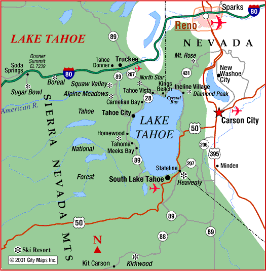 Maps of Lake Tahoe ski resort in USA | SNO