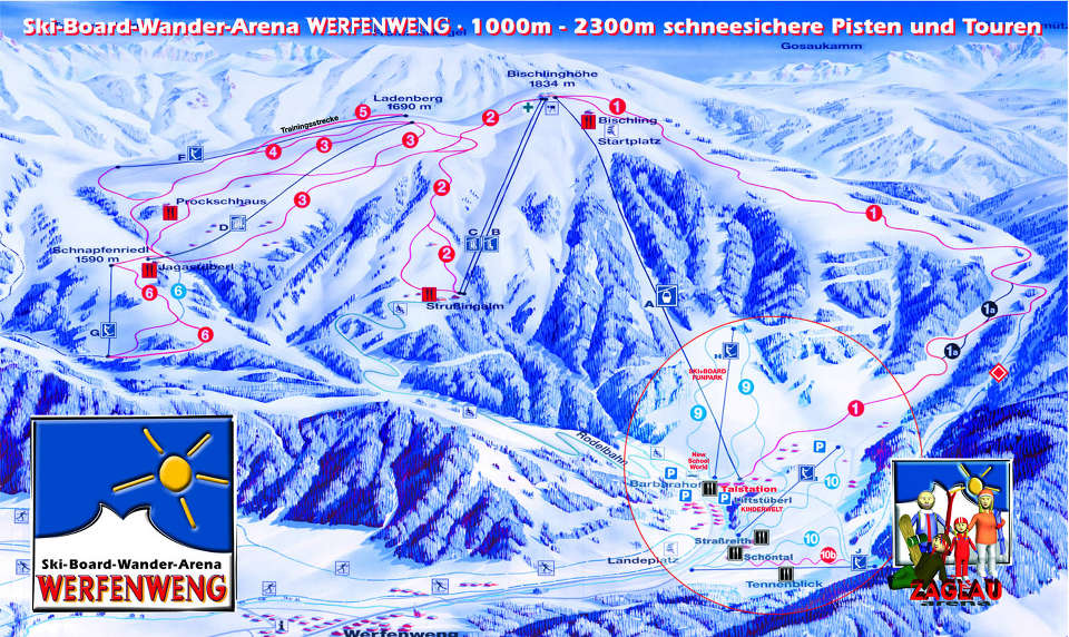 Werfenweng Piste Map | trails & marked ski runs | SNO